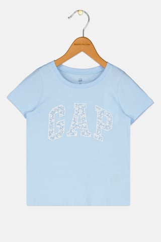 Toddlers Girl Short Sleeves Brand Logo T-Shirts, Blue