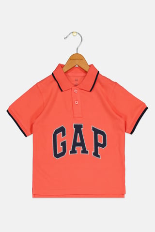 Toddlers Boy Brand Logo Short Sleeves Polo Shirt, Coral