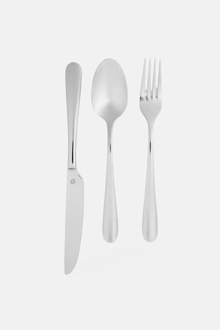 3 Pieces Handle Cutlery Set Fork Spoon Knife, Silver
