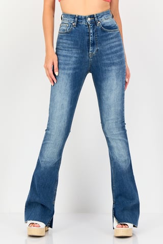Women High Rise Washed Stretchable Bootcut Denim Jeans, Blue