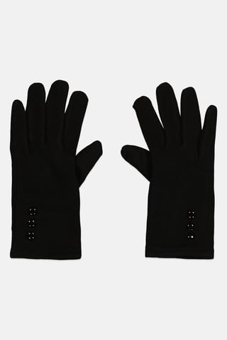 Women 1 Pair Solid Gloves, Black