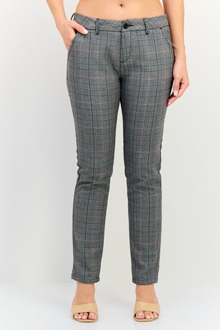 Women Chino Fit Plaid Straight Leg Pants, Multicolor