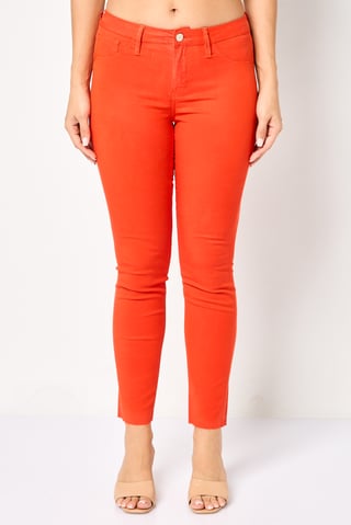 Women Skinny Fit Solid Skinny Pants, Orange