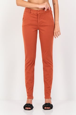 Women Regular Fit Solid Chino Pants, Rust