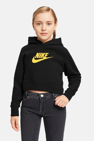 Kids Girl Sportswear Fit Long Sleeve Training Hoodie, Black