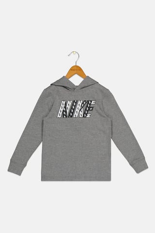 Toddlers Boy Brand Logo Long Sleeve Hoodies, Grey