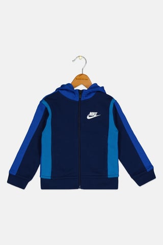 Kids Boy Brand Logo Long Sleeve Outdoor Hooded Jacket, Multicolor