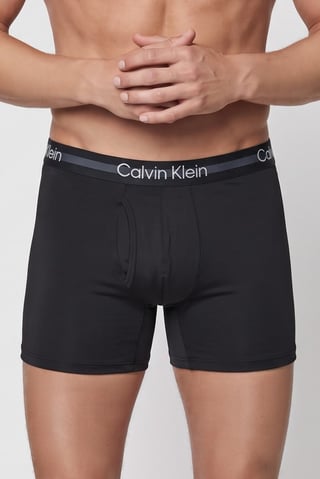 Men 3 Pcs Brand Logo Boxer Briefs, Black
