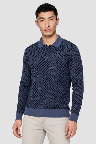 Men Spread Collor Textured Sweater, Multicolor