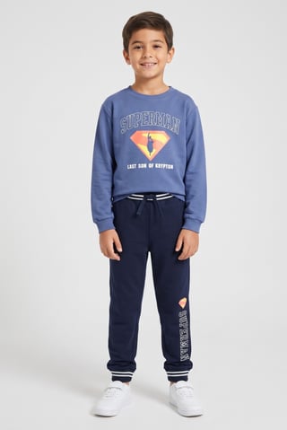Kids Boy 2 Pieces  Graphic Print Supermen Sweatshirt And Jogger Set, Multicolor