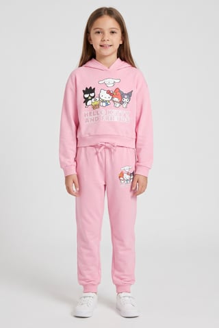 Kids Girl 2 Pieces Hello Kitty And Friend Hoodie And Pants Set, Pink