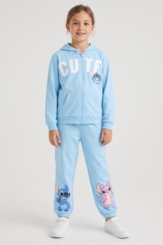 Disney x Lilo Stitch Kids Girl 2 Pieces Graphic Print Hoodie And Sweatpants Set, Multicolor