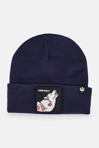 Men Lone Wolf Beanie, Navy
