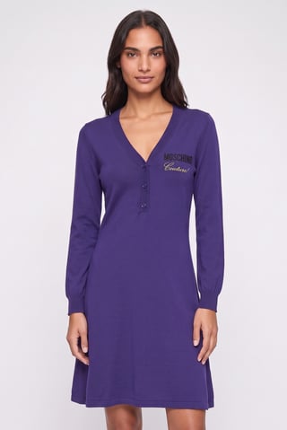 Women Embroidered Mini Sweater Dress, Dark Purple