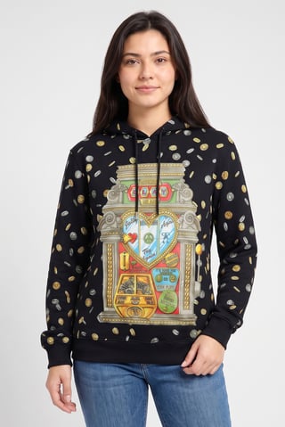 Women Long Sleeve Graphic Print Hoodie, Multicolor