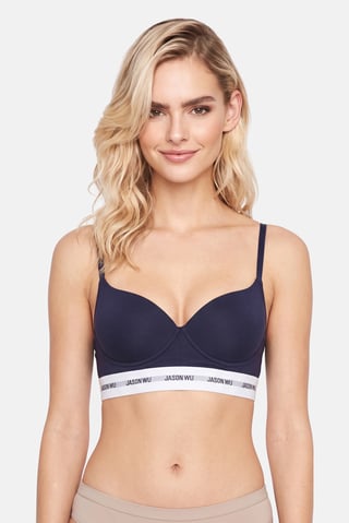 Women Brand Logo Padded Bra, Navy