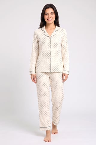 Women 2 Pcs Allover Print Long Sleeve Pyjama Top And Pants Pyjama Set, Multicolor
