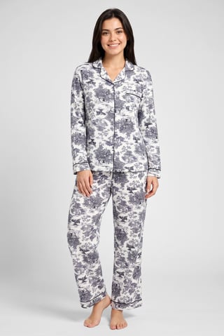 Women 2 Pieces Allover Print Long Sleeve Shirt And Pants Pyjama Set, Multicolor