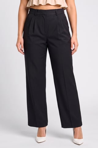 Women Regular Fit Plain Wide Leg Pants, Black