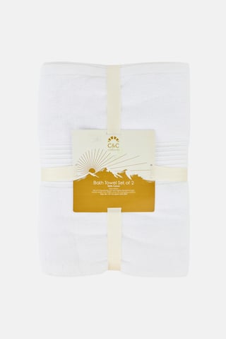 2 Pieces Textured Bath Towel, White