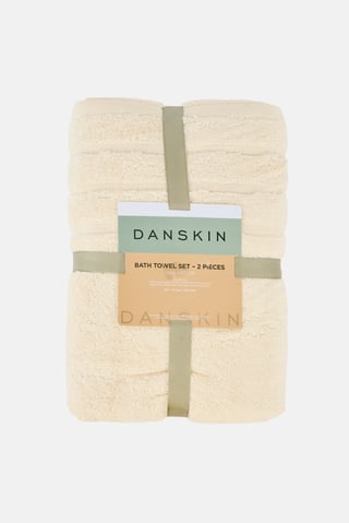 2 Pieces Textured Bath Towel, Beige