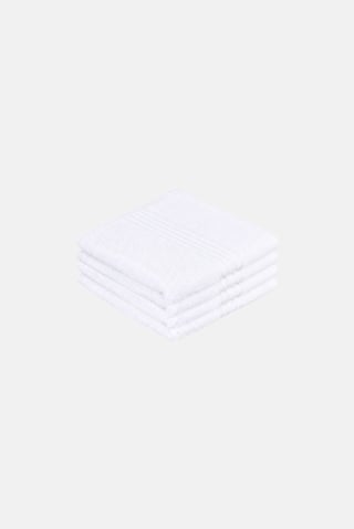 4 Pieces Textured Face Towel Set, White