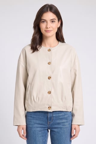 Women Plain Windbreaker Jacket, Beige
