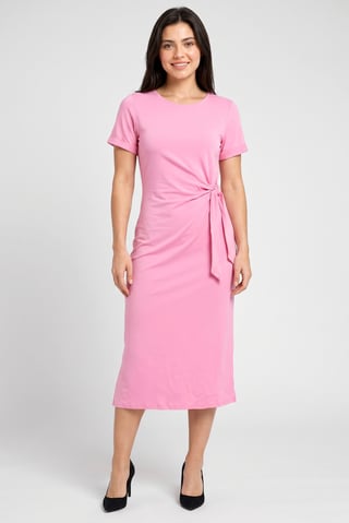 Women Solid Midi Dress, Pink