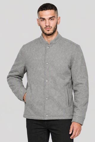 Men Plain Bomber Jacket, Grey