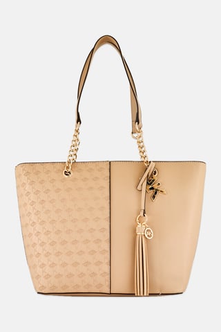 Women Textured Tote Bag, Tan