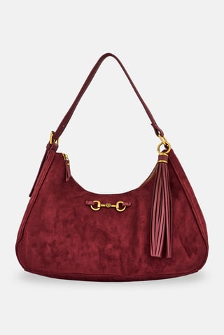 Women Brand Logo Shoulder Bag, Burgandy
