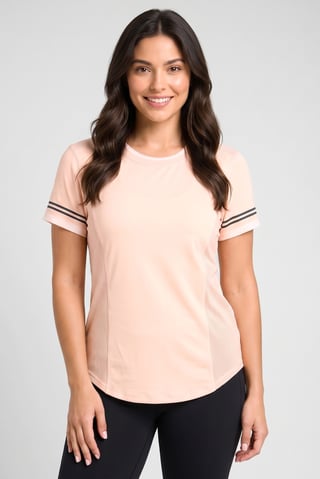 Women Sportswear Fit Short Sleeve Training T-Shirt, Peach