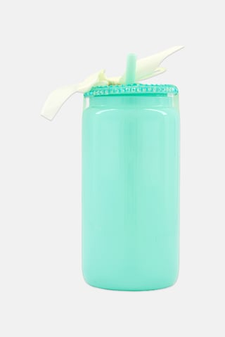 Sipper With Beaded Lid And Straw, Mint Green