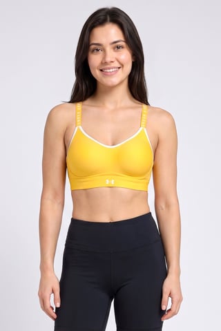 Women Brand Logo Padded Training Sports Bra, Yellow