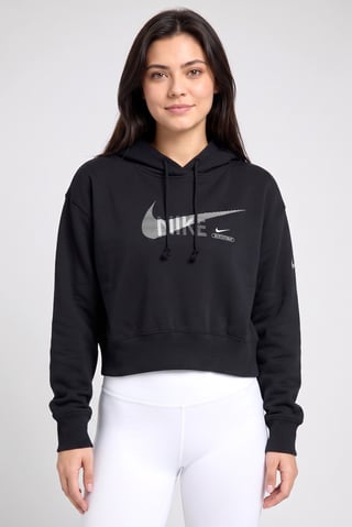 Women Sportswear Fit Brand Logo Outdoor Hoodie, Black
