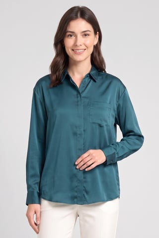 Women Regular Fit Long Sleeve Solid Shirt, Emerald Green