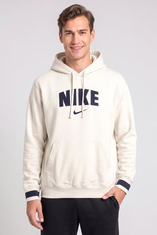 Men Sportswear Fit Long Sleeve Outdoor Hoodie, Off White