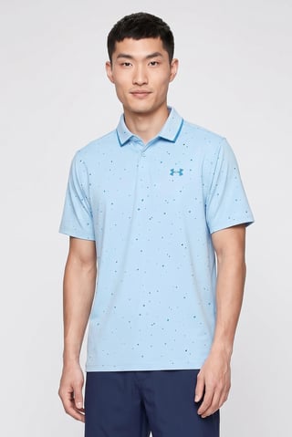 Men Loose Fit Short Sleeve Outdoor Polo Shirt, Light Blue