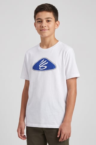 Under Armour x Curry Kids Boy Loose Fit Short Sleeve Outdoor Shirt, White