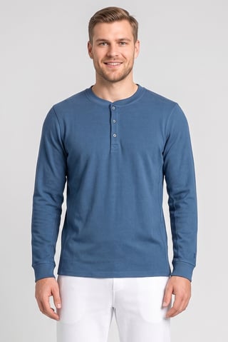 Men Relaxed Fit Long Sleeve Outdoor Sweatshirt, Teal Blue