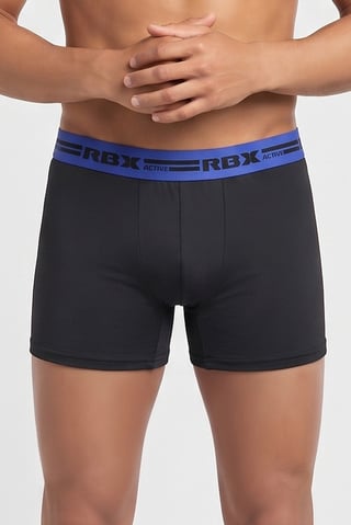 Men 4 Pcs Brand Logo Boxer Brief, Black