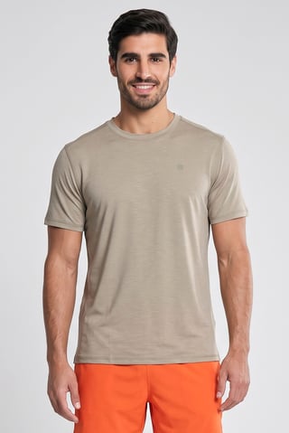 Men Sportswear Fit Short Sleeve Outdoor T-Shirt, Taupe