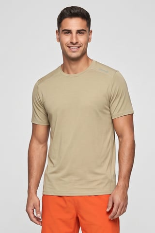 Men Sportswear Fit Short Sleeve Outdoor T-Shirt, Beige