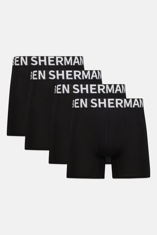 Men 4 Pcs Brand Logo Boxer Briefs, Black
