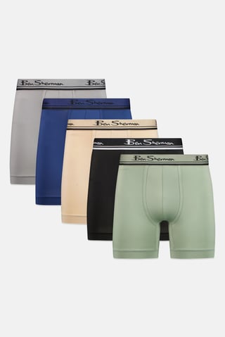 Men 5 Pieces Brand Logo Boxer Briefs, Multicolor