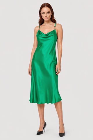 Women Solid Midi Dress, Green