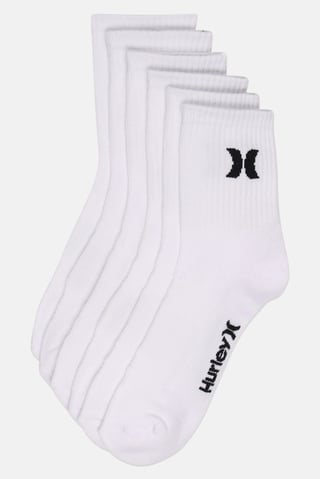 Men 6 Pairs Brand Logo High Socks, White