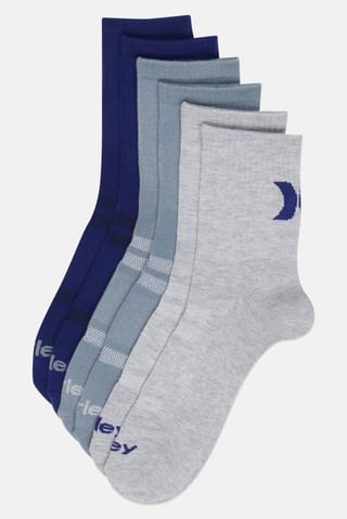 Men 6 Pairs Brand Logo Quarter Socks, Multicolor