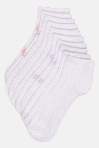 Women 10 Pairs Allover Print Ankle Socks, Multicolor