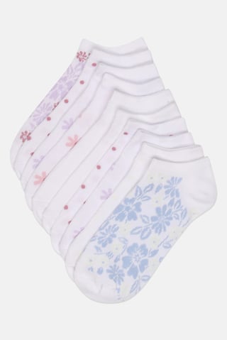 Women 10 Pairs Textured No Show Socks, White